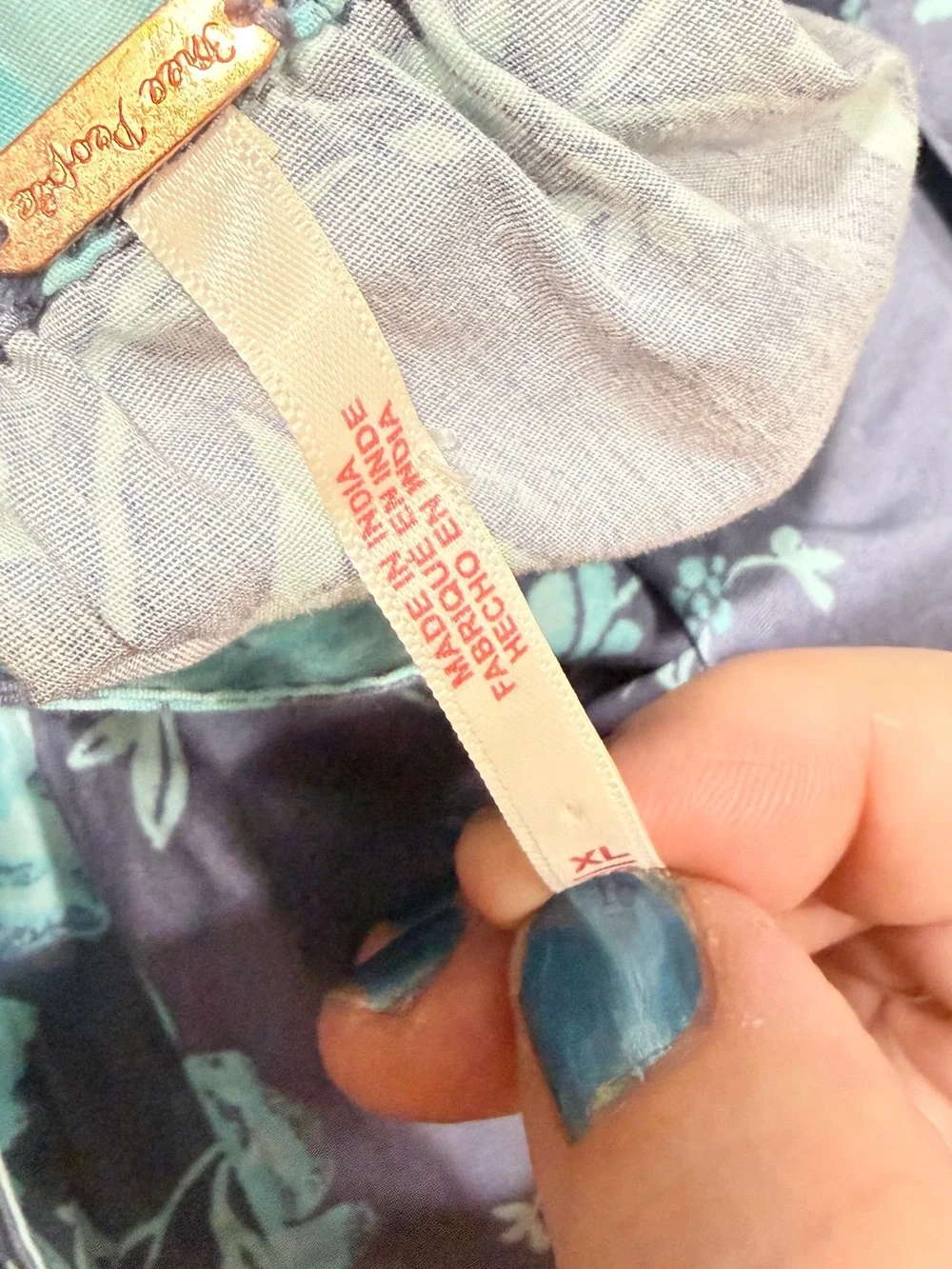 Free People Floral  Dress in Teal and Slate - Picture 4 of 5